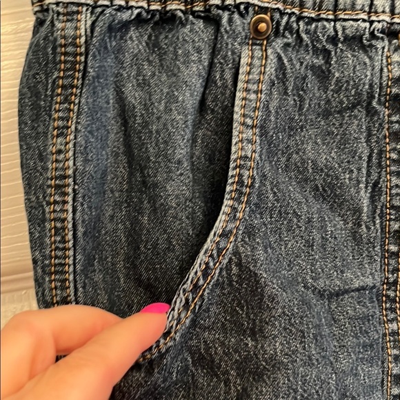 Maurices Blue Jean Shorts with Elastic Waistband and Frayed Hem - Picture 3 of 6